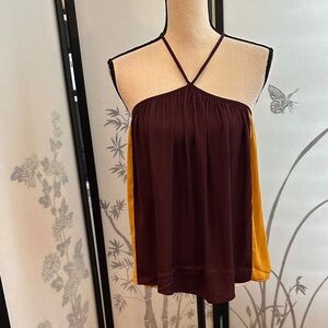 NWT Relaxed Halter Cami in Burgundy with Mustard Side Panels